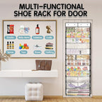 Over The Door Shoe Organizer with 12 Large Breathable Pockets - Durable Hanging Storage for the Entire Family's Shoes (White)