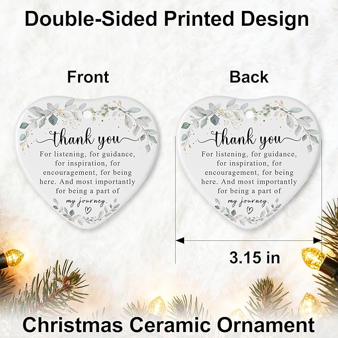 Thank You Gifts for Women, Coworkers, Ornaments fot Friendship Gift, Ceramic Heart Shape Appreciation Gift for Employee, Teacher, Car Hanging Ornaments, Car Charm, Mirror Accessories