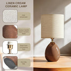 Dawnwake 18.5" Table Lamp Set of 2 for Living Room Bedroom, Bedside Lamps for Night Stands, Desk Nightstand Lamp Dimmable, Modern Linen Cream Ceramic Lamps (Coffee)