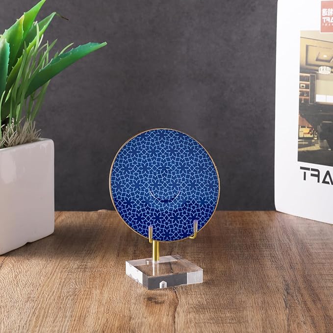 2 Pcs Adjustable Metal Arm Display Stand Rock Crystal Stands for Display Gold Small Plate Stands Easel Displays Holder with Acrylic Base Mineral Stand for Geodes Mineral Agate Collection