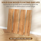 Floating Shelves for Wall Decor, Rustic Solid Elm Wood Live Edge Floating Shelves Wall Mounted, Wall Shelves with Invisible Bracket for Living Room Bathroom Bedroom Kitchen, 20 Inch Set of 2, Natural