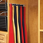 Rev-A-Shelf Pull Out 12" Side Mount Extending Closet Tie & Belt Organization Storage Rack Holder for Up to 23 Ties, Chrome, TRC-12CR