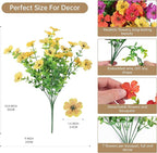 Artificial Faux Flowers Plants for Outdoors Outside Spring Summer Decoration,12 Bundles Silk Daisy Realistic Fake Flowers Plants Greenery UV Resistant for Planters Porch Patio Front Yard(4 Multicolor)