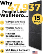 WALLHERO Cork Boards for Walls, Bulletin Boards 59"x36" | 15 Pack | Felt Bulletin Board, Large Cork Board for Office, Wall Protector for Dart Board, Corks Boards, Felt Board Tiles (Gray Marble)