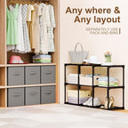 6 Cube Storage Organizer with Shelf Back to School Boxes 11 Inch Toy Storage Bins Closet Organizers Drawers Fabric Dresser for Playroom Books Bedroom Dorm Kitchen (Grey)