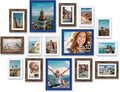 Vittanly 15 Pack Picture Frames Collage Wall Decor, Multi Sizes Including 3pcs 8x10, 6pcs 5x7 and 6pcs 4x6 Photo Frames, Gallery Frame Set for Wall or Tabletop Display, Blue, Brown and White