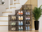 HOMIDEC Shoe Storage, 6 Pack Shoe Organizer Hard Plastic Shoe Box, Shoe Boxes Clear Plastic Stackable, Shoe Boxes with Lids for Size 13, Clear Smoke