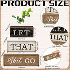 Moucuny 4 Pcs Bathroom Shelf Decor Sign Farmhouse Bathroom Decor and Accessories Rustic Eucalyptus Leaves Wood Block Sign Gift Let That Shit Go Funny Farmhouse Table Centerpiece for Home Office Toilet
