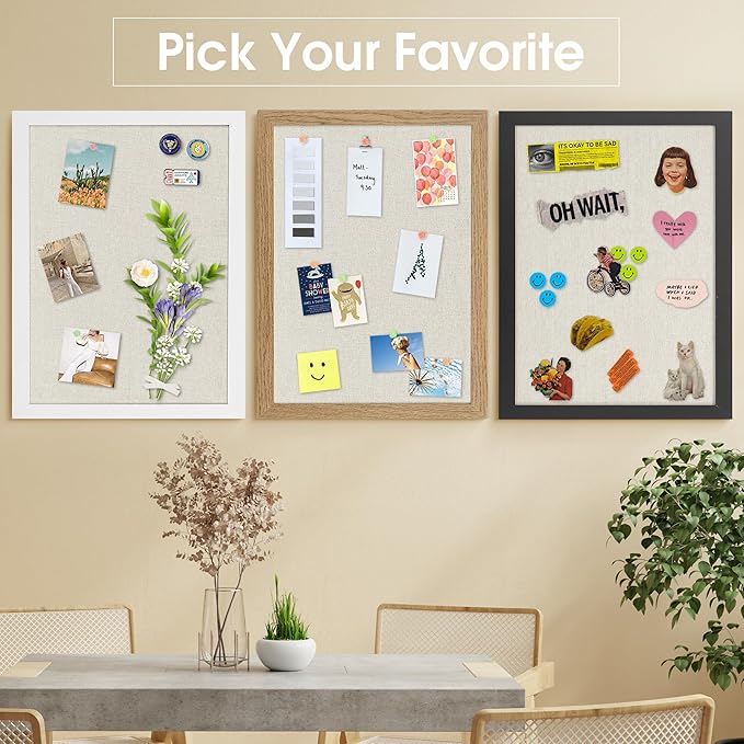 AKTOP 2 Pack White Cork Bulletin Board with Linen 18" X 24", Large Framed Corkboard for Wall, Hanging Pin Board Picture Board for Home Office Decor, Cute Vision Board with Pushpins