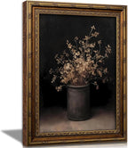 Vintage Gold Framed Wall Art Fall Dried Flowers Antique Vase Country Oil Painting Canvas Prints Dark Moody Rustic Still Life Picture Gothic Victorian Botanical Poster Artwork for Bedroom, 12x16in