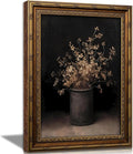 Vintage Gold Framed Wall Art Fall Dried Flowers Antique Vase Country Oil Painting Canvas Prints Dark Moody Rustic Still Life Picture Gothic Victorian Botanical Poster Artwork for Bedroom,16x24in