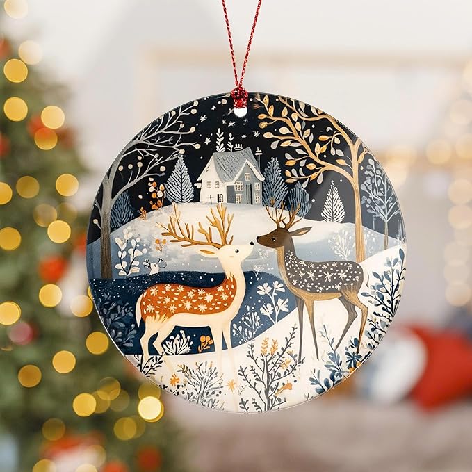 Reindeer Ornaments, Scandinavian Christmas Ornaments, Dated Christmas Ornament 2026, Ornament Keepsake for Women Men and Friends, Reindeer Christmas Decoration Hanging for Family
