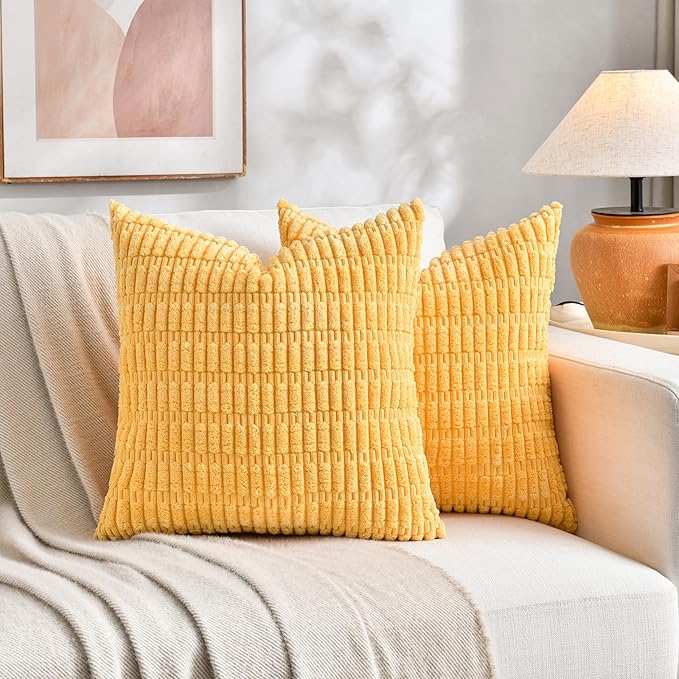 Fancy Homi 4 Packs Decorative Throw Pillow Covers for Living Room Couch Bed, Modern Farmhouse Boho Home Décor Accent Cushion Case, 16" x 16", Yellow Green Series