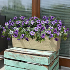 HyeFlora Artificial Flowers for Outdoors 2PCS Spring Faux Morning Glory Look Real Silk Flowers for Outside Planter UV Resistant Fake Flowers for Home Garden Balcony Yard Porch Deco Purple