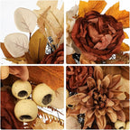 23.6 Inch Fall swags for Front Door Outside Autumn sway with Dahlia, Chrysanthemum, Rose, Berries & Leaves – Fall Door sway for Outdoor sways Indoor Thanksgiving Decor Champagne and Brown