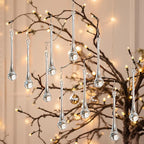 kanpura 6 Inch Teardrop Ornaments Glass Drop Ornaments Clear Crystal Chandelier Pendant Hanging for Centerpieces Christmas Tree Winter Party Decor(10 Pcs)
