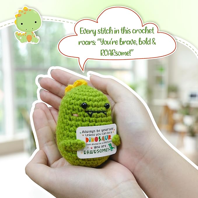OASSIE Kindergarten Graduation Gifts for Kids - Mini Dinosaur Positive Crochet Animals - Birthday End of Year Preschool Teen Girl Boy Gifts Trendy Stuff for Kids Teens Daughter Sister