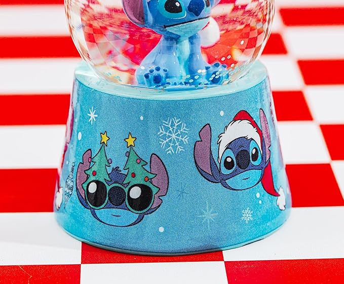 Disney Lilo & Stitch Santa Stitch Mini Light-Up Snow Globe with Swirling Glitter Display | 3 Inches Tall