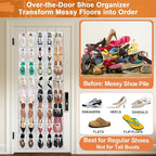 Over the Door Shoe Organizer with 40 Clear PVC Pockets – Waterproof Hanging Shoe Holder for Closet & Bathroom – Space-Saving Door Shoe Rack for Shoes, Toys, Toiletries & Snacks (White)