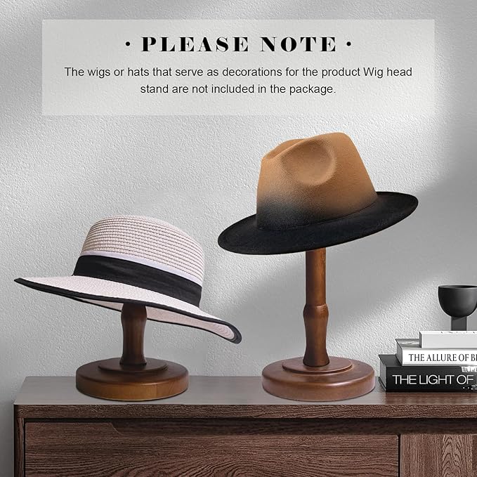 CHADWICK Vintage Hat Rack Stand, Rustic Brown Hat Display Stand Wood, Hat Rack Tabletop Cap Organizer and Display Rack, Wig Holder Display Cowboy Hat Rack Hat Organizer for Closet, Home Decor