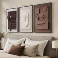 3D Textured Framed Neutral Abstract Wall Art for Bedroom, 3 Piece Modern Artwork for Walls, Minimalist White and Brown Geometric Wall Paintings for Living Room, Dining Room, Lounge Wall Decor 16x24 In