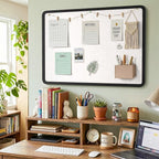 Bulletin Board, 48 x 36 inches Decorative Felt Board Foldable Photo Board Pin Boards, Cork Board Alternative for Walls, Office, Home, Classroom with Pushpins ＆ Small Storage Bag, Black
