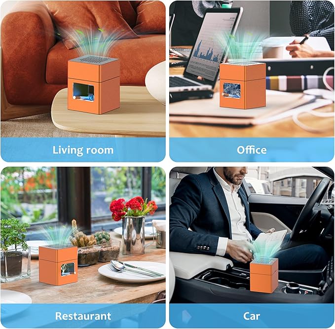 Aluminum Housing Smokeless Ashtray, Multifunctional 3 in 1 Smoke Ashtray with Lighter & USB Rechargeable, HEPA Filter, Home or Office (Orange)