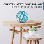 Everydecor Metal Decorative Sphere for Home Decor - Decorative Balls for Shelves, Centerpiece Bowls, Bookshelf - Decoration Orbs Accents for Living Room, Bedroom - Distressed Blue Shelf Spheres