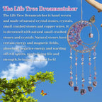 Dream Catchers Tree of Life Dream Catcher Amethyst Crystal Dreamcatcher Wall Decor with Healing Crystal Stone & Fluorite Wall Art Hanging for Bedroom Home Decor Bless Gift Wedding Garden-Purple