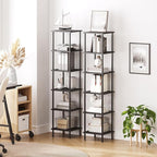 HOOBRO 6-Tier Corner Shelf, Corner Square Rack Display Shelf, Tall Storage Rack Plant Stand, Bookcase for Small Spaces, Living Room, Home Office, Kitchen, Black BK55CJ01