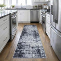 2.6'x10' Runner Rug Washable Rug: Modern Abstract Soft Thin Runner Rug Dark Black