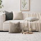 MIULEE Pack of 4 Couch Throw Pillow Covers 24x24 Inch Neutral Soft Decorative Chenille Pillow Covers Farmhouse Boho Accent Cushion Covers for Mid Century Modern Spring Decor Sofa Bedroom Living Room
