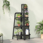 HOOBRO Corner Shelf, 3-Tier Corner Shelf Stand, 40" Tall Ladder Bookshelf, Industrial Corner Display Shelf Plant Stand for Living Room, Kitchen, Home Office, Black BB143CJ01
