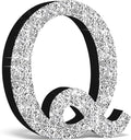 Qunclay 8'' Silver Crystal Diamond Bling Letters Crushed Diamond Decoration Wooden Glitter Letter with Screw and Hooks Rhinestone Gift for Wedding Y2k Mcbling Bedroom Wall Decor (Letter Q)