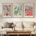 Framed Abstract Matisse Wall Art Set of 3, Vintage Colorful Landscape Canvas Prints Artwork for Walls, Classical Matisse Paintings Pictures for Living Room, Bedroom, Hallway and Office, Total Size 30x60