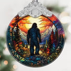 Sasquatch Stained Glass Hanging Ornament - Christmas Tree Decoration Idea