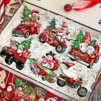 JOPHMO Wooden Christmas Truck Ornaments Red Truck Wooden Hanging Ornaments Wooden Car Crafts with Bead Farmhouse Hanging Decor for Xmas Tree Decoration Holiday Parties Craft Supplies 24 Pieces