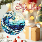 Christmas Ornaments, 2.8 Inch Ceramic Hanging Ornament, Christmas Tree Ornaments, Xmas Decorations, Holiday Decorations, Holiday Party Gifts, and Xmas Gift Ideas - Ocean Wave