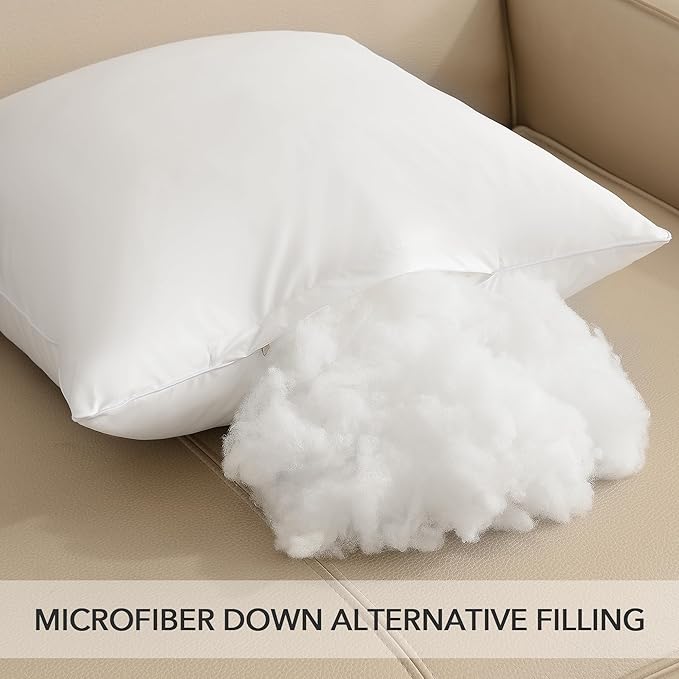 Oubonun 20x20 Outdoor Pillow Inserts (Pack of 4) - Square Waterproof Throw Pillow - Decorative Throw Pillows Insert for Couch Sofa Bed Patio Furniture - White Pillows
