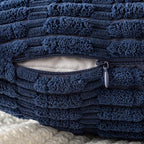 MIULEE Pack of 2 Corduroy Decorative Euro Sham Throw Pillow Covers 22x22 Inch Soft Boho Striped Pillow Covers Modern Farmhouse Home Decor for Summer Coastal Sofa Living Room Couch Bed Dark Blue