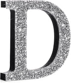 Qunclay 5.7" Silver Crystal Diamond Bling Letters Crushed Diamond Decoration Wooden Glitter Letter with Screw and Hooks Rhinestone Gift for Wedding Y2k Mcbling Bedroom Wall Decor (Letter D)