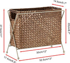 BTSKY Magazine Basket, Mail Basket for Counter, Woven Storage Bin with Metal Rack & Handle for Files, Books, Newspapers, Desktop Organizer for Office, Living Room, Dorm, Bathroom, 12"x5.7"x8.7"