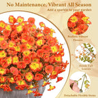 MARTINE MALL Artificial Fall Flowers for Outdoors, 24 Bundles Faux Fall Flower for Outdoor Planters UV Resistant Fall Flowers Artificial for Outdoors Fake Autumn Petunia for Front Porch(Mixed Color)