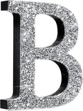 Qunclay 5.7" Silver Crystal Diamond Bling Letters Crushed Diamond Decoration Wooden Glitter Letter with Screw and Hooks Rhinestone Gift for Wedding Y2k Mcbling Bedroom Wall Decor (Letter B)