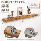 Marsmiles 48 inch Floating Shelves for Wall Elm Wood Live Edge Shelves Wall Mounted|Rustic Long Floating Shelves with Invisible Bracket for Bathroom Living Room Kitchen|Natural, 1 Pack