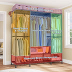 Ulif E3 Heavy Duty Garment Rack, 4 Tiers Freestanding Closet Organizer System with 5 Shelves, Metal Closet Organizer and Storage System for Clothes, Max Load 850lbs, 58.4"W x 15.7"D x 77.3"H, Black