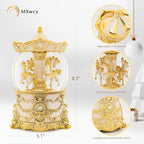 Carousel Music Box Gold & Ivory Christmas Snow Globes, 8.3" Rotate Carousel Snow Globe for Kids & Adults, Classic Wind up Musical Snow Globe Birthday Gifts for Women Girls, Carousel Horse Home Decor