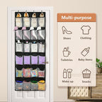 FENTEC 24 Large Pockets Over Door Shoe Organizer, Mesh Hanging Shoe Organizer for Closet Mesh Closet Holder, Back of Door Organizer for Cruise Ships, Rack for Wall, Black, 1 Pack