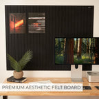 Large Felt Bulletin Board - Stylish Perfectly Sized 35" x 47" Cork Board Alternative for Office & Wall Decor – 12 Customizable Adhesive Tiles w/Golden Pins are Perfect to Display Your Photos