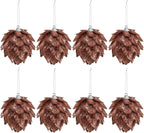 Jetec 8 Pieces Christmas Ornaments Glitter Christmas Tree Hanging Decoration Decorative Artificial Pine Cones Flowers Hanging Ornaments for Winter Wreath Holiday Decor(Brown Gold Color)